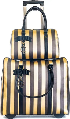 Produktbild von Kompakte Damen Schulter Laptop 2 Rollen Akten Trolley + Handtasche Braun Bowatex