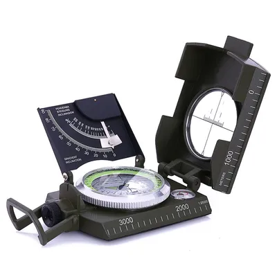 Produktbild von Professioneller militärischer Wanderkompass mit Goniometer Metallvisierkompass Navigationskompass mit Tragetasche für Camping-Wandergeologie