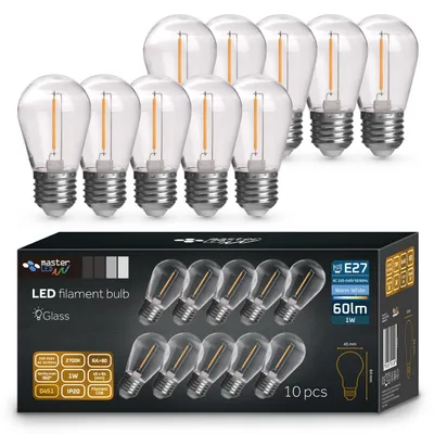 Obrázek produktu pro MasterLED - žárovka - patice E27 ST14 - 2700 K teplá bílá - 100 lm - 1 W - 10 balení PC čirá - žárovka e27