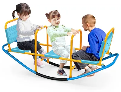 3-Sitz-Kinderwippe, bis 100 kg, für drinnen & draußen, blau