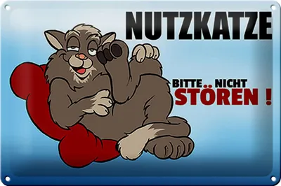 Produktbild von Blechschild Spruch 30x20cm Nutzkatze bitte nicht stören blaues