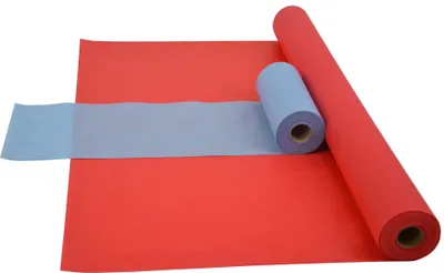 Produktbild von Sensalux Kombi-Set 1 Tischdeckenrolle 1,5m x 25m rot + Tischläufer 30cm hellblau