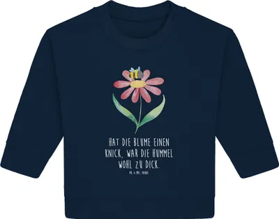 Produktbild von Mr. & Mrs. Panda Organic Baby Pullover Hummel Blume 24. - 36. Monat - French Navy - Geschenk, Lustige Sprüche, Bullover, Natur, Wespe, Hummeln, Biene
