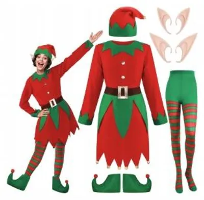 Zdjęcie produktu dla Elf Kostium Damski Elfa 170-180 Cm - Pomocnik Mikołaja, Komplet Świąteczny