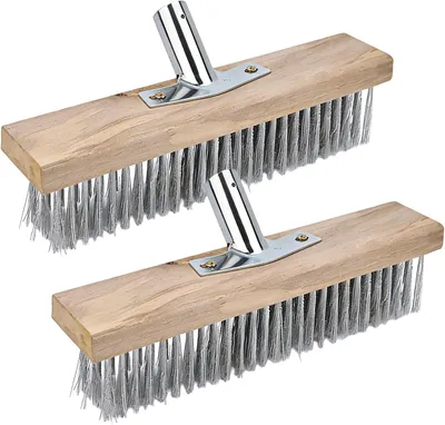 Produktbild von Drahtbesen 2 Stück 30 cm PRITOK Drahtbürste Stahlbesen Unkraut Edelstahldrahtbesen Edelstahldrahtbesen mit robusten Drahtbürsten für Terrasse, Decks u