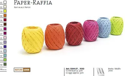 Produktbild von Raffia-Eiknäuel "Gemischt" - 10 Eiknäuel mit 7mm x 30m - farbig sortiert