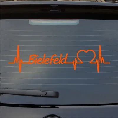Produktbild von Heckscheibenaufkleber Bielefeld Herz Puls Stadt Liebe 55x15 cm Orange Auto Aufkleber Sticker