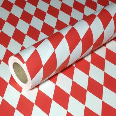 Produktbild von 50m x 0,40m JUNOPAX® Geschenkpapier Raute rot-weiß