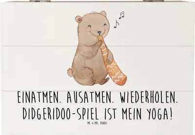 Produktbild von Mr. & Mrs. Panda Schatulle Didgeridoo Yoga 22 x 15 cm - Weiß - Geschenk, Lernen, Musiker, Musik, spirituell, Atemtechnik, Holztruhe, Box, Musikinstrument, Erinnerungsbox