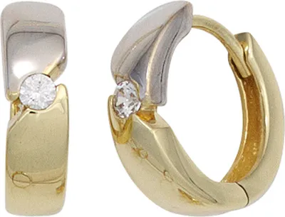Produktbild von Ohrringe Creolen 13mm aus 333 Gold Gelbgold mit Zirkonia weiß Ohrschmuck Damen