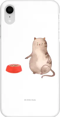 Produktbild von Mr. & Mrs. Panda Iphone XR Handyhülle Katze Fressen - Weiß - Geschenk, Premium Kunststoff, Handy Case