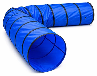Produktbild von lionto Hundespieltunnel, stabiler Agilitytunnel für Hunde, faltbar mit Tragetasche & Heringen, 500x60 cm, blau