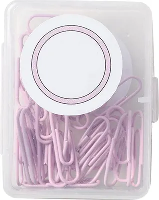 Produktbild von Büroklammern aus Metall zum Binden von Akten, Büchern, farbige Büromaterialien mit Aufbewahrungsbox, 28 mm, Sakura Pink
