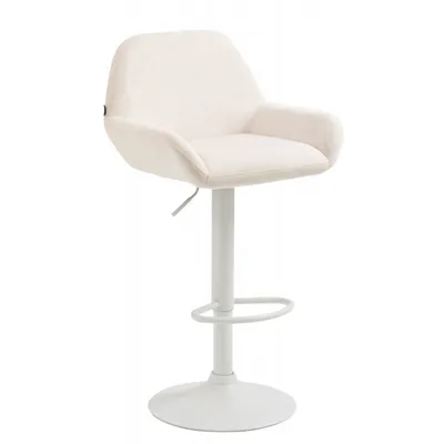 Produktbild von CLP Barhocker Braga Samtbezug mit Metallgestell, höhenverstellbar und drehbar creme Gestell Farbe weiß