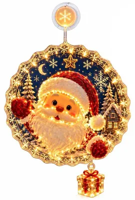 Produktbild von Weihnachten deko, Weihnachts Fensterlicht mit Saugnapf, LED Fensterdeko warmweiß für Glasfenster
