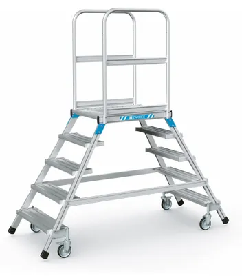 Produktbild von Zarges Podestleiter fahrbar mit 2x5 Leichtmetall-Stufen