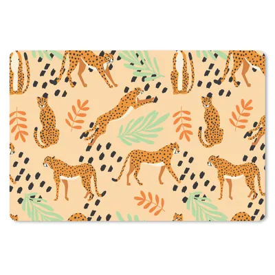Produktbild von MuchoWow® Schreibtischunterlage Muster - Gepard - Blätter 60x40 cm - XXL Mauspad - Großes Mauspad