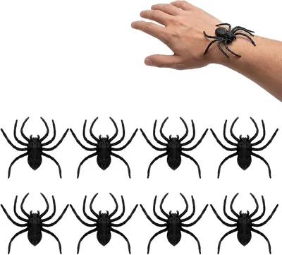 Productafbeelding van Halloween spinnen realistische grap - Set van 8 - Rekwisieten