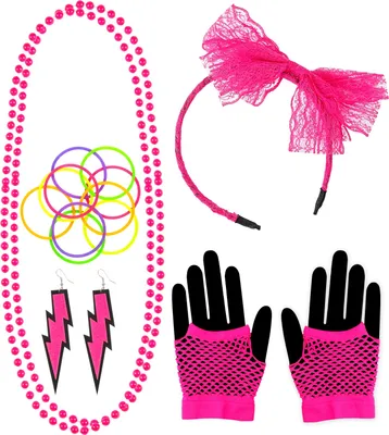 Produktbild von Disco Pink Neon 80er Karnevalsset