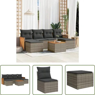 Produktbild von The Living Store 7-tlg. Garten-Sofagarnitur mit Kissen Grau Poly Rattan