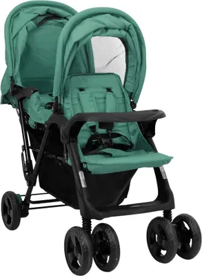 Immagine prodotto di vidaXL Passeggino gemellare tandem acciaio verde