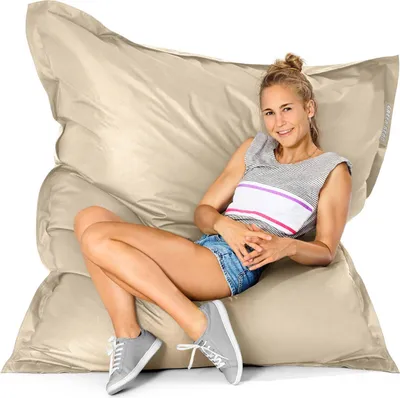 Produktbild von Green Bean® Indoor Sitzsack "Square" 140x180cm mit 380 Liter EPS Perlen Füllung - für Kinder & Erwachsene - Beige