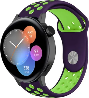 Produktbild von Strap-it Huawei Watch GT3 42mm Sportarmband (Lila/Grün)