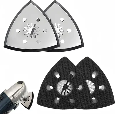 Produktbild von 4 Stš¹ck Schleifplatte Dreieck, Fein Schleifplatte, Multitool Schleifplatter 93mm, Fein Dreieckschleifer Schleifplatte, Schleifplatte fš¹r Pr?zisionsarbeit an Holz, Metall, Schleifen, Entrosten und Mehr
