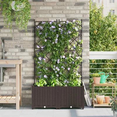 Obrázok produktu pre Maison Exclusive – Sady záhradných kvetináčov, 2 kusy, hnedé, 80 x 40 x 143 cm, vyrobené z polypropylénu (PP)