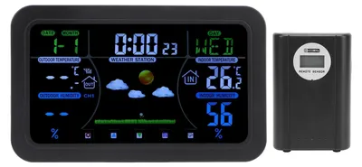Wetterwecker mit Projektion, Funkuhr, Außensensor, 30 m Reichweite