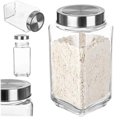 Image de KADAX bocal à provisions "Ferno", récipient en verre avec couvercle, conservation en cuisine, bocal à conserves, gris, 1000 ml
