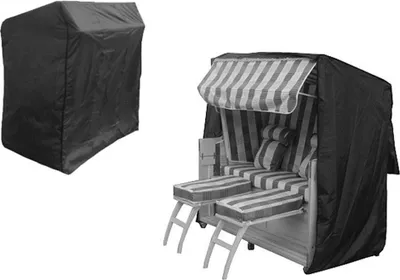Produktbild von Mucola Schutzhülle Gartenmöbel Abdeckplane Abdeckhaube Garnitur Couch Sofa Tisch Wetterfest Schwarz - Strandkorb 165x125x90