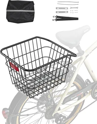 Immagine prodotto di Cestino posteriore per bici VEVOR, cestino per bici in filo metallico, resistente cestino posteriore per bici, adatto alla maggior parte dei portabici