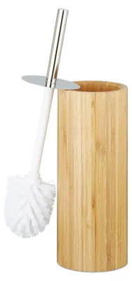 Produktbild von Relaxdays WC-Bürstenhalter Bambus, runde Klobürstenhalterung fürs Bad, Toilettenbürstenständer HxD: 37,5x10,5 cm, natur