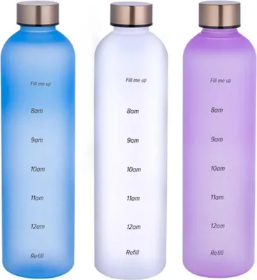 Produktbild von 1L Wasserflasche mit Zeitmarkierungen Motivierende Sportgetränke Wasserflaschen Zeitmarkierung Trinkflasche für Fitnessstudio Laufen Radfahren