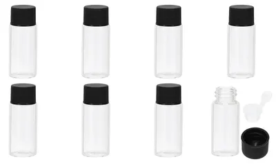 8er-Set Glasflaschen 10 ml mit Öffnungsreduzierer, schwarz