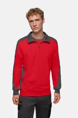 Produktbild von HAKRO MIKRALINAR® Zip-Sweatshirt Contrast 476 rot/anthrazit, L