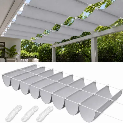 Produktbild von Einziehbare Welle Sonnensegel mit Ösen 95% UV-Schutz Wetterfest Sonnenschutz Wasserdicht Schattenabdeckung für Terrasse Pergola, Grau, 2x3m