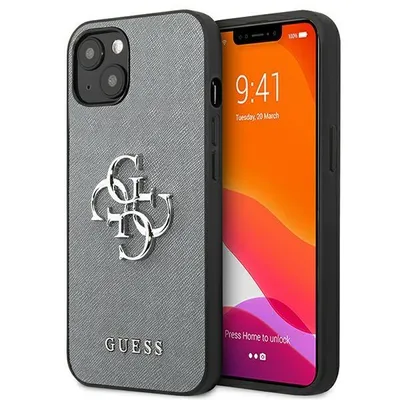 Produktbild von Guess Saffiano 4G Big Silver Logo - Hlle fr iPhone 13 (Grau)