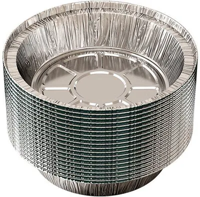 Obrázek produktu pro Hliníkové pekáče o průměru 20 cm, vhodné do trouby i mrazáku, na pečení, vaření, skladování, smažení a ohřívání, 100 kusů, vhodné do fritézy o objemu 4–4,5 litru
