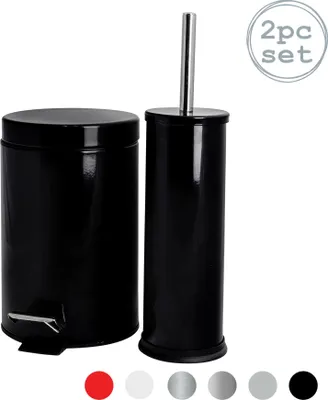 Produktbild von Harbour Housewares Rundes Toilettenbürsten- und Mülleimer-Set – Schwarz