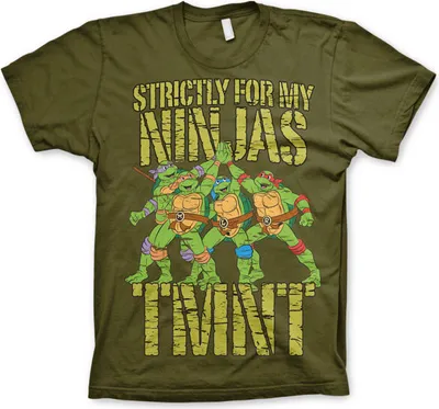 Productafbeelding van TMNT - T-shirt "Strictly For My Ninjas" - Maat L - Olijfgroen