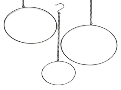 Produktbild von Deko-Hänger Kreis Reifen schwarz Metall L 50 cm 3er Set