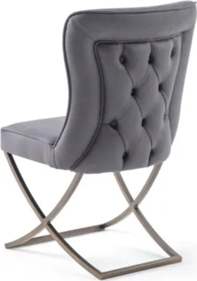 Produktbild von Grau Stuhl Sitzgelegenheit Esszimmer Chesterfield Stühle Sitz Textil Lehnstuhl