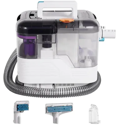 Produktbild von Teppich- und Polsterreiniger - Handstaubsauger nass/trocken - 500 W Leistung - 12 kPa Saugkraft - Doppeltank 1,8 L - 5 m Kabel - Beutel-System - EU-Stecker 220–240 V - Weiß