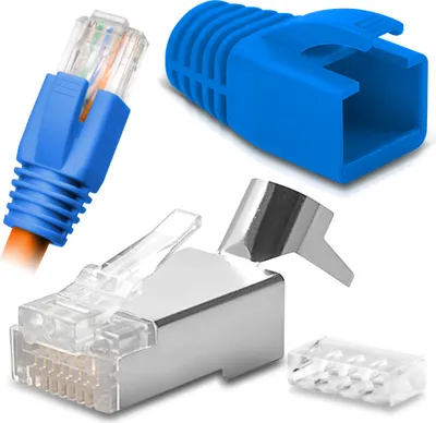 Produktbild von Netzwerk Stecker RJ45 Netzwerkstecker CAT7 CAT6 CAT6A CAT5 vergoldete KontakteFarbe:Blau;Stückzahl:10 Stück