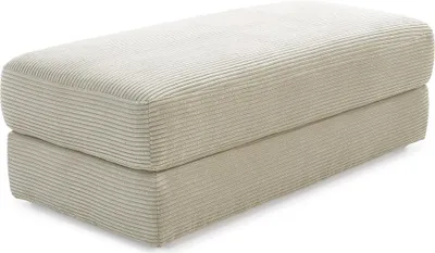 Produktbild von Polsterhocker 124x60 cm Federkern Sitzbank Designerhocker in Cord Beige Grau / 15257