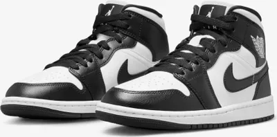 A pair of black and white Nike Air Jordan sneakers.