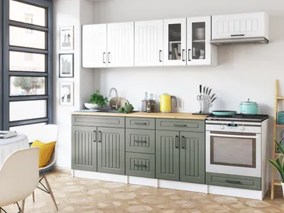 Obrázek produktu pro Kuchyňská linka BERIZA CHOCO 240cm - Bílá + olive