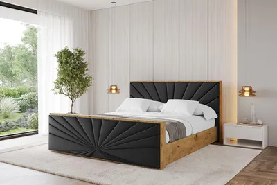 Produktbild von ALTDECOR Polsterbett mit Bettkasten -  ENZO6-Z - 180x200 Schwarz Kunstleder- Bett mit Matratze H3/H4, Kopfteil und Fußteil, Boxbett, Doppelbett mit Stauraum